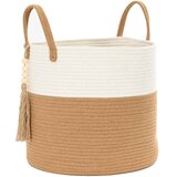  Košara za pohranu smeđe-bijela Ø 43 x 35 cm pamučna | shoptok.hr