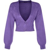 Trendyol Purple Crop Soft Textured Knitwear Cardigan Cene
