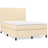 Box spring postelja z vzmetnico krem 140x200 cm blago, (20894160) | Shoptok.si