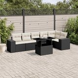 Maison Chic Seti vrtnega pohištva - Vrtna garnitura - Vrtni pohištvo set 7-delna z blazinami črn poli ratan, (21801795) | Shoptok.si