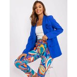 Fashion Hunters Cobalt elegant jacket with flower Cene