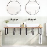  Zidna polica za umivaonik od čelika i masivnog bagremovog drva Smeđa 140 x 60 x 2 cm | Shoptok.si