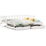 vidaXL Izvlečna dnevna postelja s predali brez vzmetnice bela 90x200cm | Shoptok.si