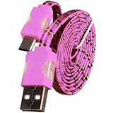  Podatkovni data kabel - računalniški polnilec - micro USB - LED - roza