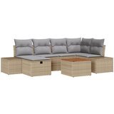 vidaXL 7 delni vrtni kavč komplet z blazinami Bež poly rattan, (22093029) | Shoptok.si