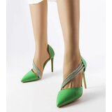 Gemre Green stilettos adorned with zirconia Abbotsford | Shoptok.si