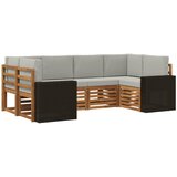 vidaXL Kotna sedežna garnitura 6 pcs Naravna in svetlo siva Poliester, (5000283696) | Shoptok.si