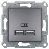 Schneider Electric Asfora USB vložek za vtičnico (Siva, Podometna montaža, Plastika) | Shoptok.si