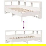  Knjižna postelja brez vzmetnice bela 75x190 cm trdna borovina, (21790683) | Shoptok.si