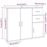 Komoda bijela 91 x 29 5 x 75 cm od konstruiranog drva | shoptok.hr