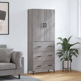 vidaXL Visoka komoda siva sonoma 69,5x34x180 cm inženirski les | Shoptok.si