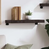  Stenska polica temno rjava 60x20x6 cm trdna hrastovina | Shoptok.si