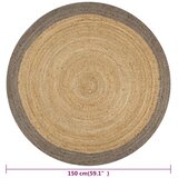  Ručno rađeni tepih od jute sa sivim rubom 150 cm | shoptok.hr