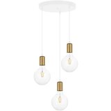 Okrugli luster na sajli MIROS 3xE27/60W/230V, beli/zlatni | Eponuda.com