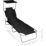  Sklopiva ležaljka za sunčanje s krovom crna aluminijska | shoptok.hr