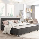 vidaXL Boxspring postelja temno siva iz blaga 200x200 cm Cene