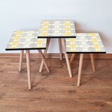 Hanah home 3Shp177 - grey greywhiteyellow nesting table (3 pieces) Cene