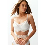 Trendyol Bridal White Brode Lace Detailed Covered Knitted Bra