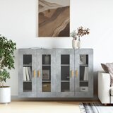 Maison Chic Stenska omarica - Zidna omarica 2 kosa betonsko siva inženirski les iu1244, (22062802) | Shoptok.si