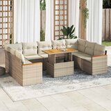 Maison Chic Seti vrtnega pohištva - Vrtna garnitura - Vrtni pohištvo set z blazinami 10-delna bež ratan/akacija, (21796469) | Shoptok.si