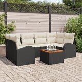 vidaXL set vrtnih sofa od 7 komada s jastučićima Crna poli ratan akacija Cijene