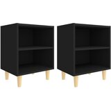  Noćni ormarići s nogama od masivnog drva 2 kom crni 40x30x50 cm | Eponuda.ba