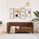 vidaXL Dvosjed Chesterfield s jastučićima smeđi umjetne brušene kože | shoptok.hr