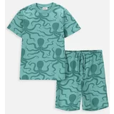 Coccodrillo Otroška bombažna pižama zelena barva