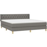  Box spring postelja z vzmetnico temno siva 160x200 cm blago, (20790187) | Shoptok.si