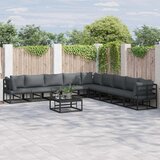  Sjedeća garnitura za vrt s jastukom 10 pcs Crna Aluminij | shoptok.hr
