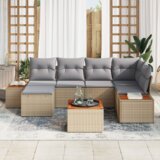 vidaXL 7-dijelni vrtni kauč set s jastučićima Bež Poli Ratan Akacija | shoptok.hr