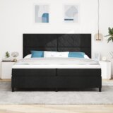  Box Spring Postelja z Vzmetnico & LED Črna 200x200 cm Tkanina, (22081261) | Shoptok.si