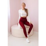 Kesi Striped leggings trousers in burgundy color | shoptok.hr