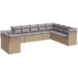  10-dijelni set vrtnih sofa s jastucima bež od poliratana | shoptok.hr