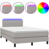 vidaXL Box spring postelja z vzmetnico LED sv. siva 120x200 cm blago, (20725307) Cene