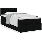 vidaXL Otomanski posteljni okvir z vzmetnico črn 90x200 cm blago | Shoptok.si