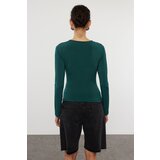 Trendyol Emerald Green Drape Detailed Fitted Long Sleeve Stretchy Knitted Blouse | ePonuda.com