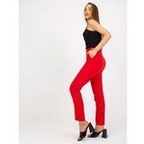 Fashion Hunters Red fabric suit trousers with a belt Cene