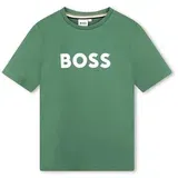 Boss Otroška bombažna kratka majica zelena barva