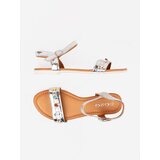 Shelvt Silver flat sandals with colorful studs | shoptok.hr