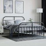 vidaXL Kovinski posteljni okvir z vzglavjem in vznožjem črn 135x190 cm | Shoptok.si