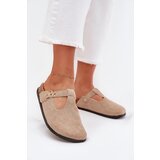 Boto Women's Slides With Gold Buckle Beige Lirina | shoptok.hr