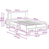  Okvir kreveta s pohranom s uzglavljem Siva Sonoma 120 x 190 cm | shoptok.hr