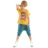 Denokids Lucky Bear Boys Yellow T-shirt Capri Shorts Summer Suite