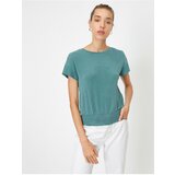 Koton Women's Green Short Sleeve Crewneck Glittery Glitter T-Shirt. | shoptok.hr