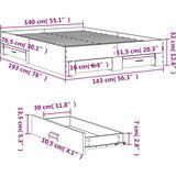 vidaXL Posteljni okvir s predali bel 140x190 cm inženirski les | Shoptok.si