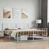Maison Chic Kovinski Posteljni okvir - Dvoposteljna postelja - Zakonska postelja z vzglavjem in vznožjem bel 200x200 cm, (21695912) | Shoptok.si