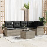 vidaXL 6-delni vrtni kavč set z blazinami svetlo siva poli ratan | Shoptok.si