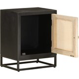 Maison Chic Nočna omarica - Nočna miza črna 40x30x50 cm trden mangov les in železo, (21690580) | Shoptok.si