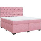 vidaXL Box spring postelja z vzmetnico roza 180x200 cm žamet | Shoptok.si